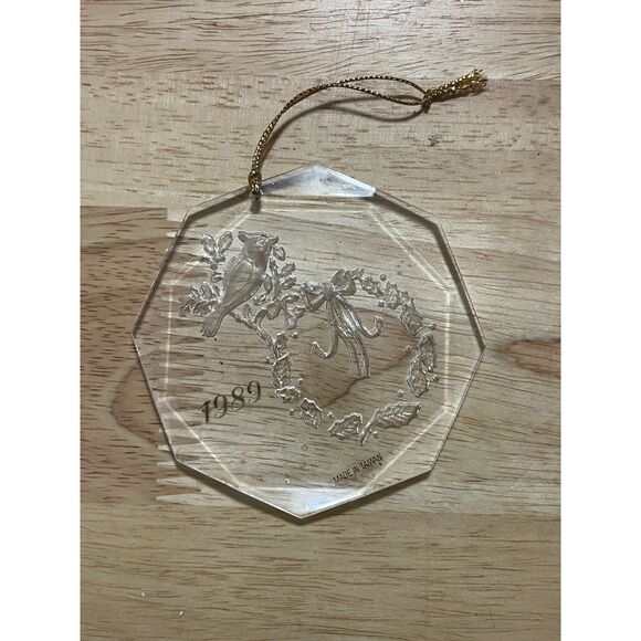 Set of 4 Clear Acrylic Christmas Ornaments Angel Finial Bulb Vintage 1989 - Picture 12 of 13